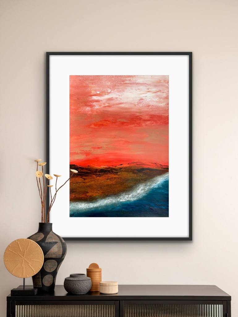 Original Abstract Beach Painting by Carrie Welsh