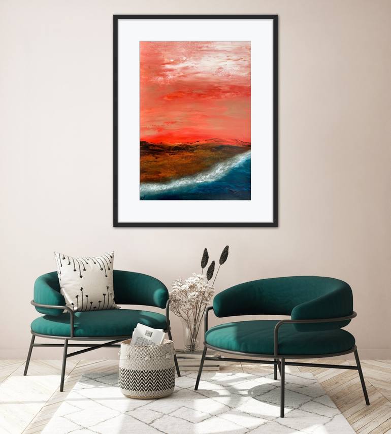 Original Abstract Beach Painting by Carrie Welsh