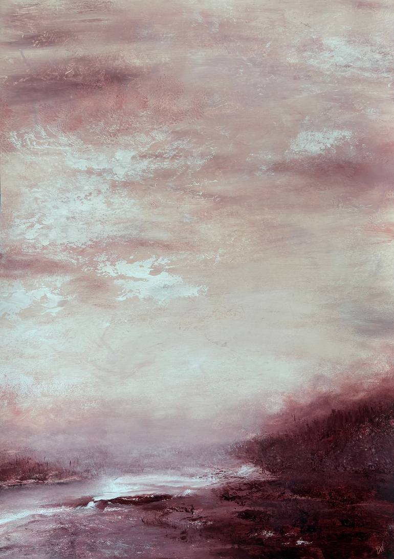 Original Landscape Painting by Carrie Welsh | Abstract Art on Paper | Wish You Were Here