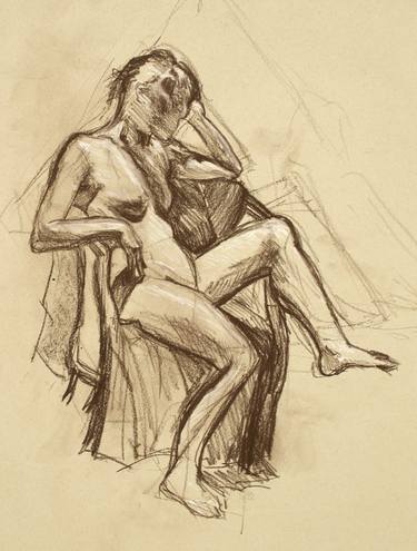 Original Expressionism Nude Drawings by Pete McCabe