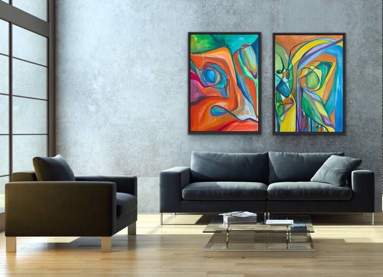 Original Cubism Abstract Painting by Olja Mesec 