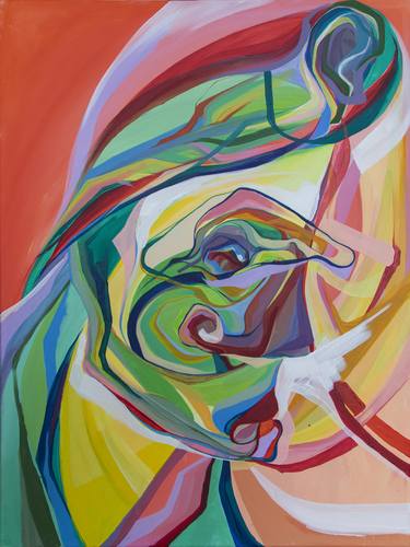 Original Portraiture Abstract Paintings by Olja Mesec