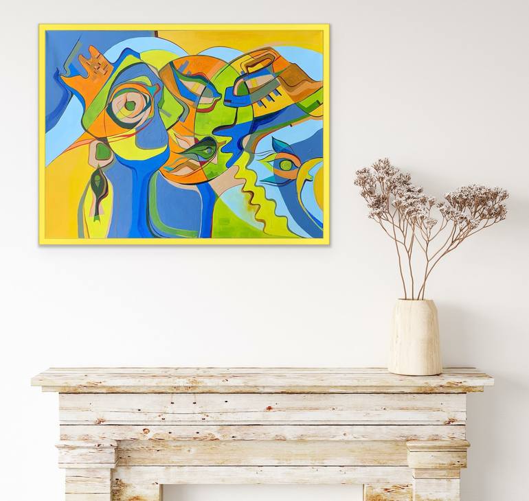 Original Cubism Abstract Painting by Olja Mesec 