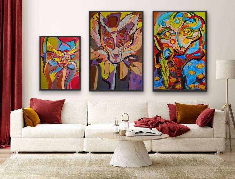 Original Cubism Women Painting by Olja Mesec 