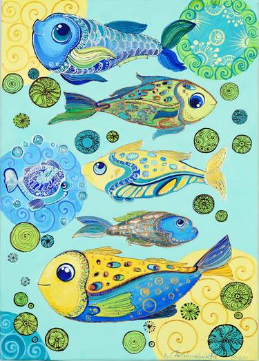 Print of Fish Paintings by Oksana Chetverikova