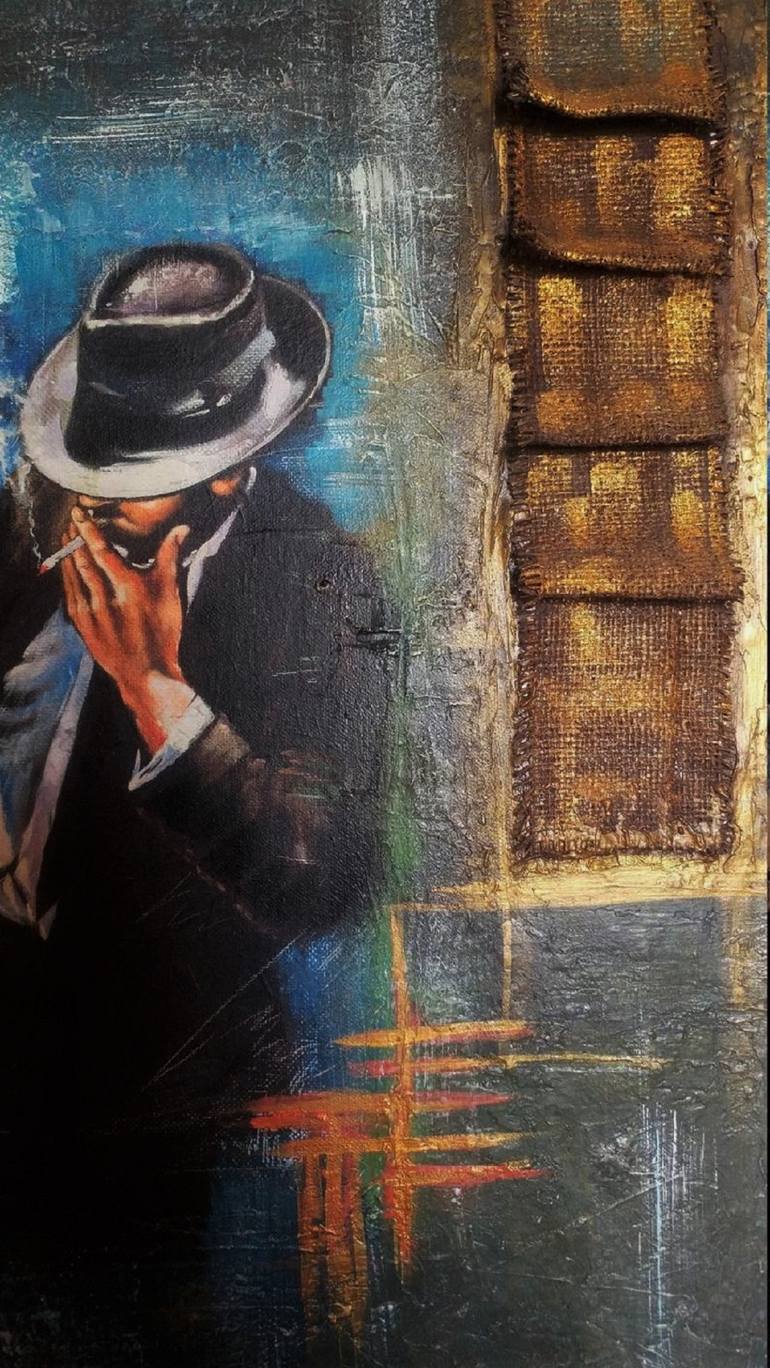 Original Art Deco Men Collage by Larisa Boli