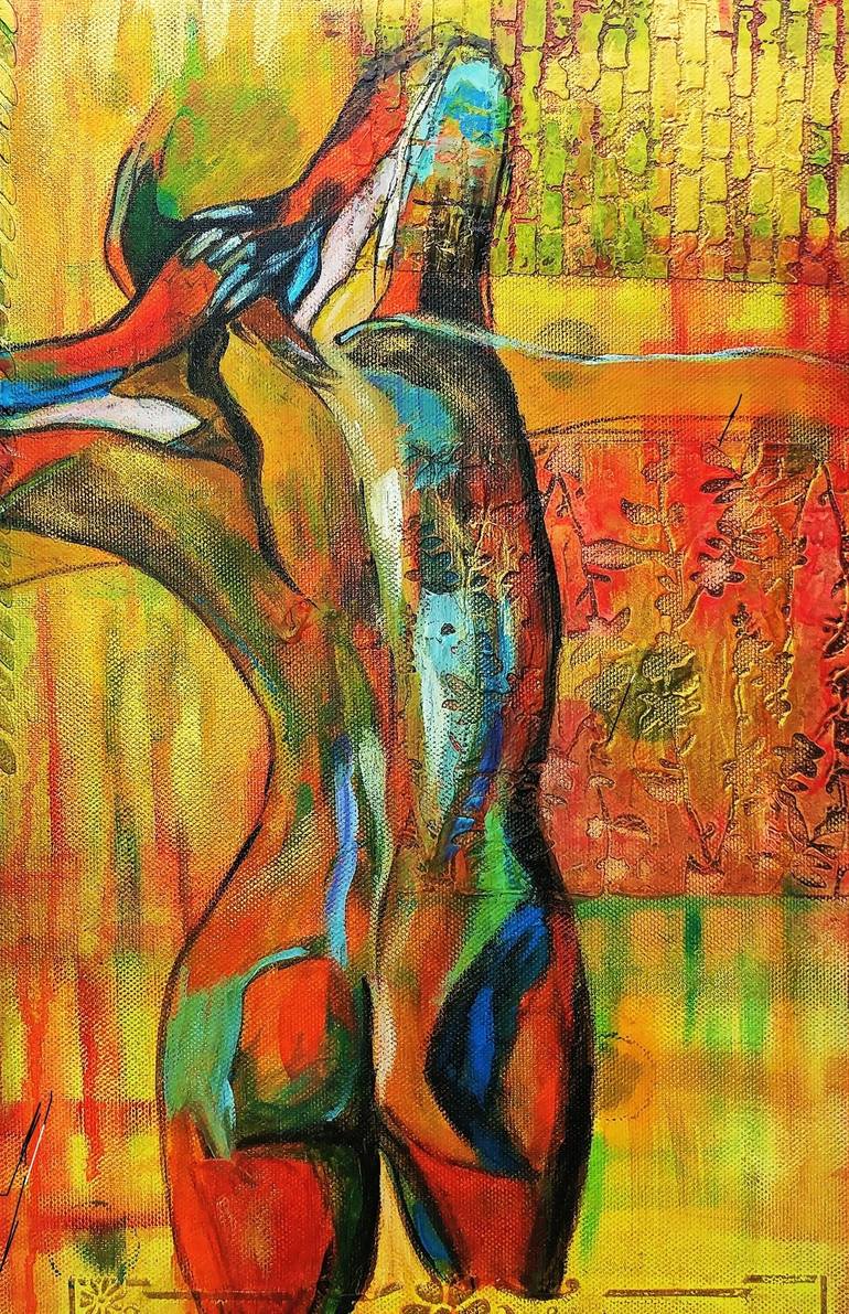 Original Abstract Expressionism Nude Painting by Larisa Boli