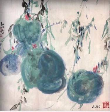 AU10 Fruits - Original Abstract Ink Painting On The Rice Paper thumb