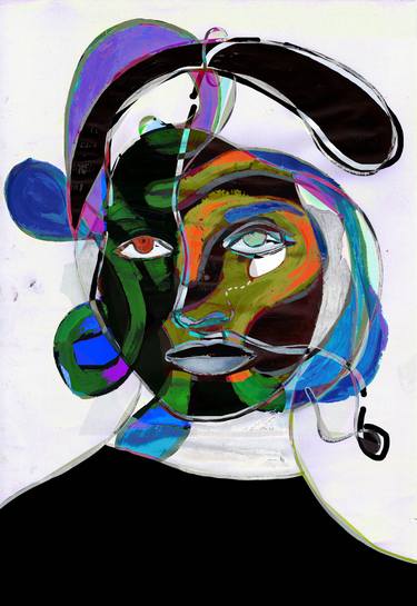 Original Expressionism Portrait Mixed Media by dOminic brown