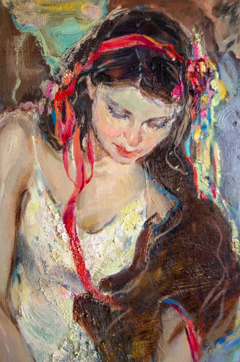 Original Fine Art Women Painting by Ksenia Sandesko