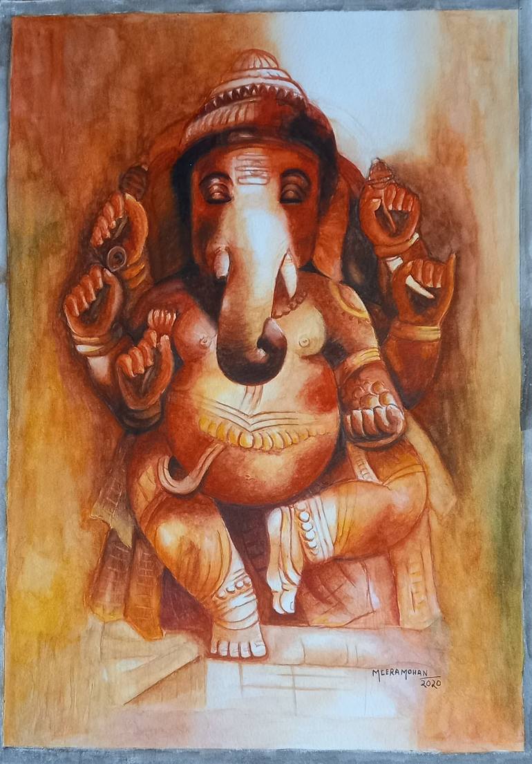 Ganesh Painting by Meera Mohan | Saatchi Art
