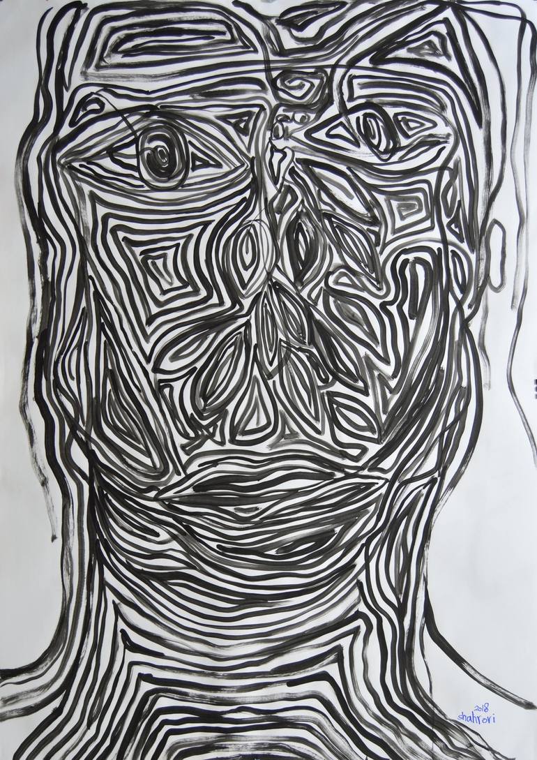 Face of line Painting by Ezzaldin Shahrori | Saatchi Art