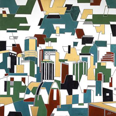 Print of Abstract Cities Paintings by Nha Vuu