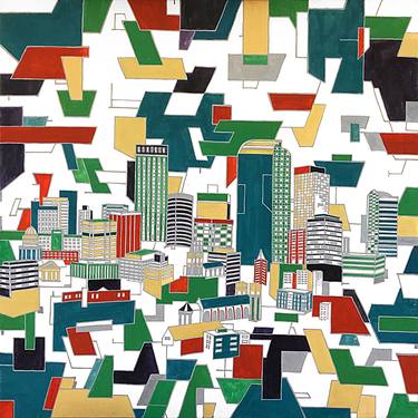 Original Abstract Cities Paintings by Nha Vuu