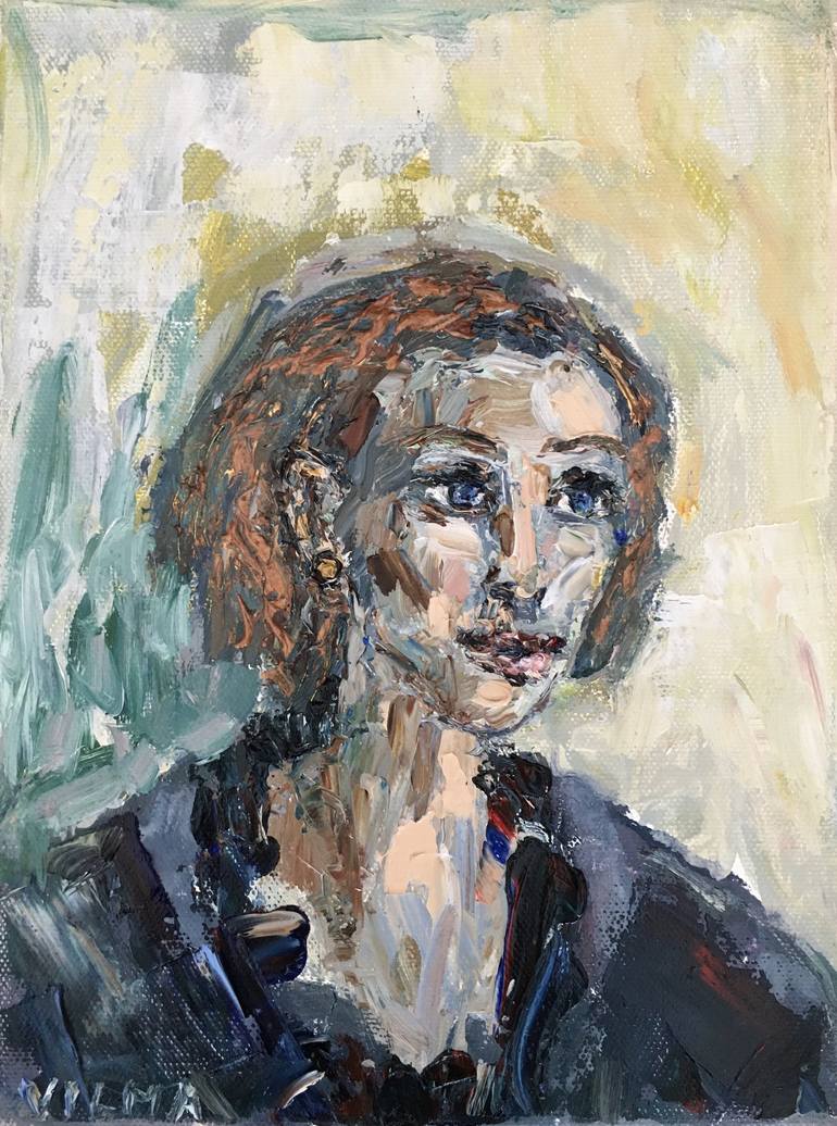 French Girl Portrait Impasto Oil Painting On Canvas Painting by Vilma ...