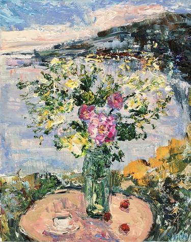 Flowers In The Vase Impasto Oil Painting On Canvas thumb