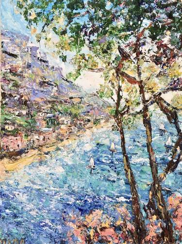 Capri Seascape Oil Painting On Canvas Italy Artwork thumb