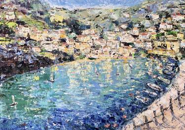 Amalfi Coast Impasto Oil Painting On Canvas Original Seascape Art thumb