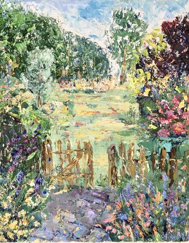 Summer Garden Impasto Oil Painting On Canvas Original thumb