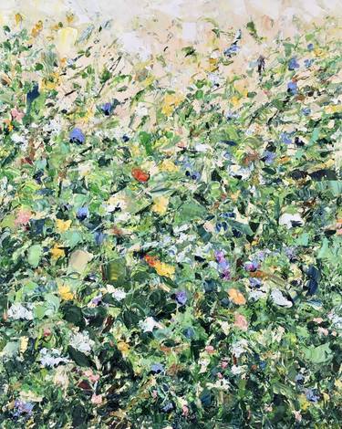 Wildflowers Field Impasto Oil Painting On Canvas thumb