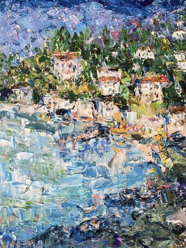Lake Garda Oil Painting On Canvas Board Original Italy Landscape thumb