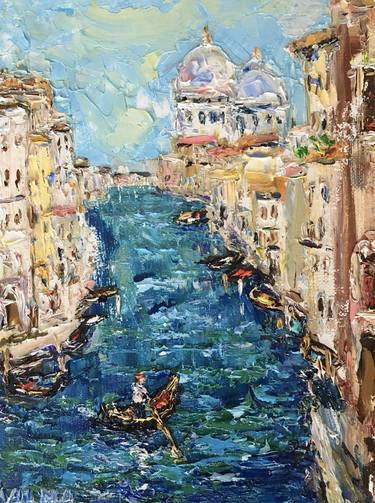Venice Oil Painting On Canvas Board Original Italy Landscape thumb