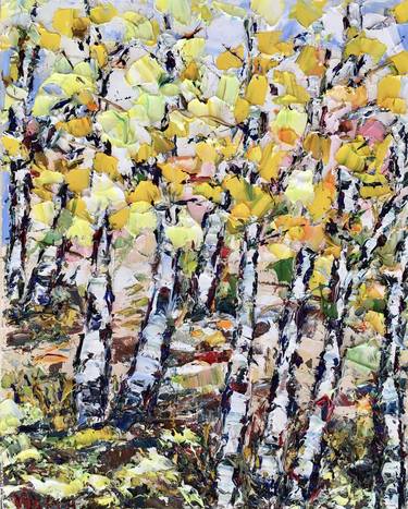 Birch Trees Oil Painting On Canvas Autumn Nature Landscape thumb