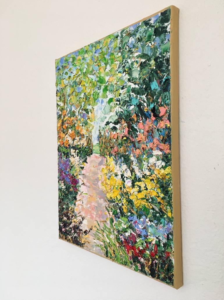 Original Impressionism Garden Painting by Vilma Gataveckiene