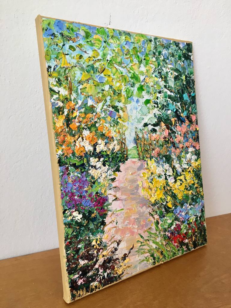 Original Impressionism Garden Painting by Vilma Gataveckiene