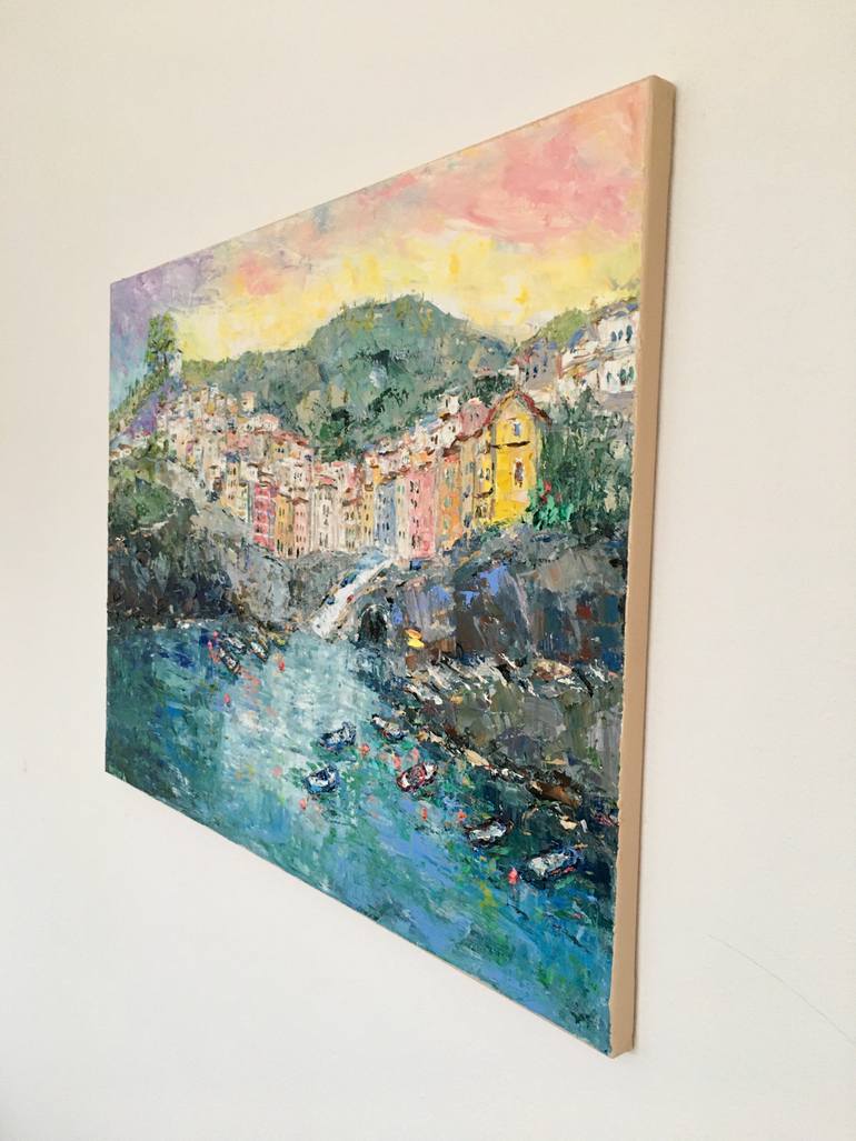 Riomaggiore Cinque Terre Oil Painting On Canvas Italy Landscape ...