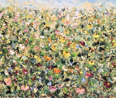 Field Of Flowers Oil Painting On Canvas Botanical Summer Flowers thumb
