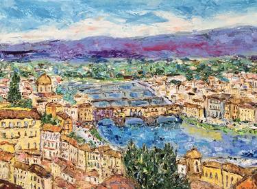 Large Florence Cityscape Oil Painting On Canvas Italy Landscape thumb