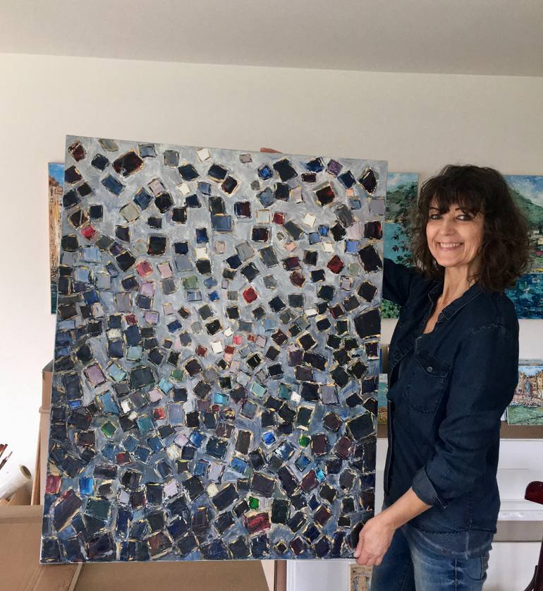 Original Geometric Abstract Painting by Vilma Gataveckiene