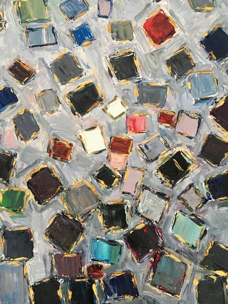 Original Geometric Abstract Painting by Vilma Gataveckiene