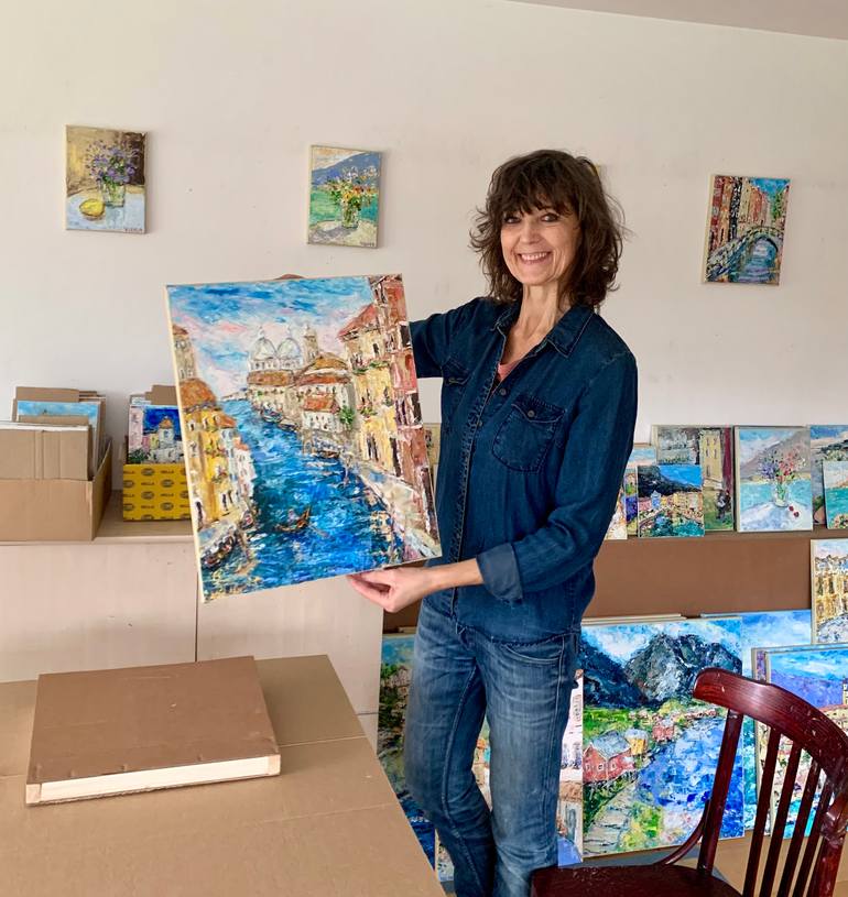 Original Impressionism Cities Painting by Vilma Gataveckiene