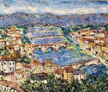 Original Impressionism Cities Painting by Vilma Gataveckiene