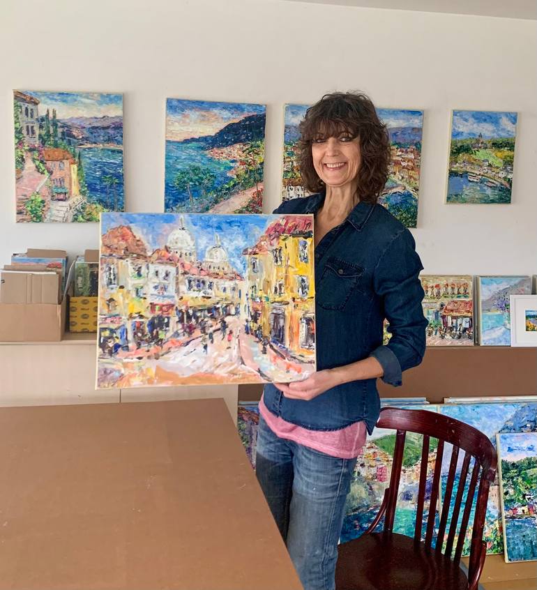 Original Impressionism Cities Painting by Vilma Gataveckiene