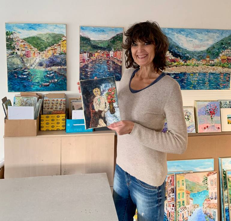 Original Impressionism People Painting by Vilma Gataveckiene