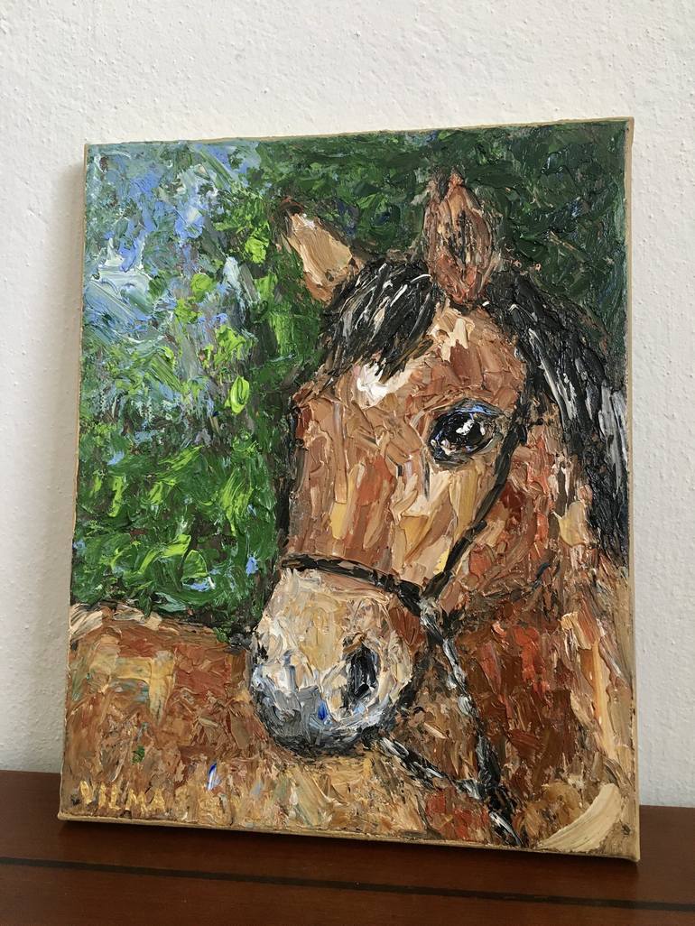 Original Impressionism Horse Painting by Vilma Gataveckiene