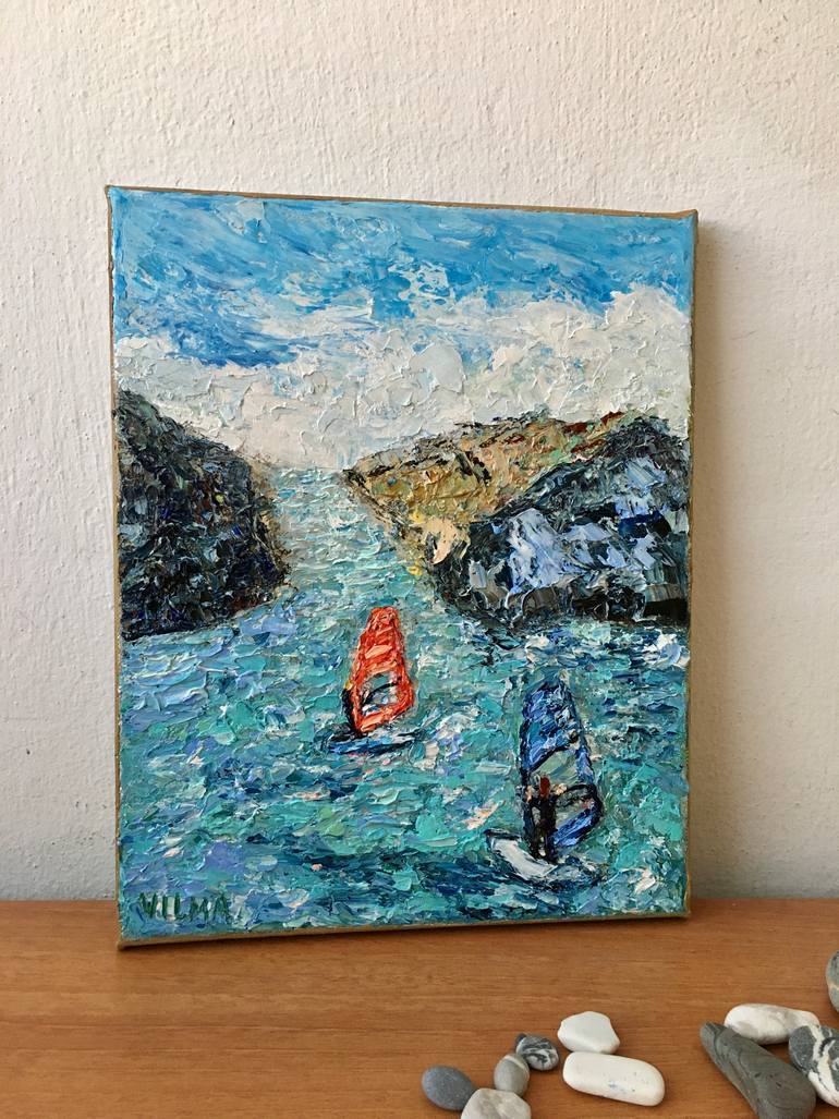Original Impressionism Sports Painting by Vilma Gataveckiene