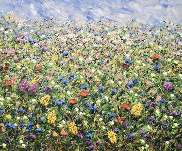 Field Of Flowers Impasto Oil Painting On Canvas thumb