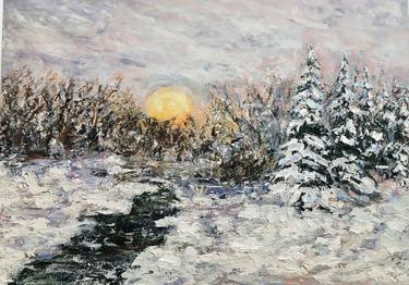 Winter Landscape Oil Painting On Canvas thumb