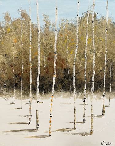 Birch Trees in the Forest in Elk County Painting by Christopher Shellhammer