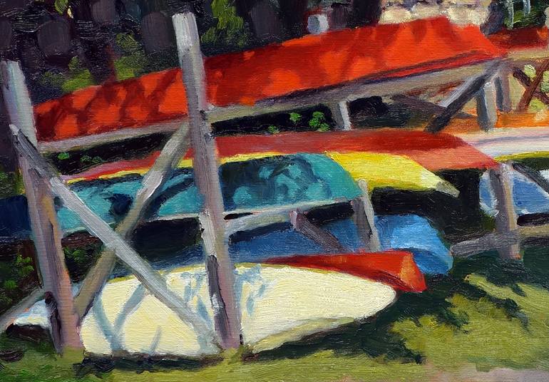 Original Impressionism Boat Painting by Daniel Fishback