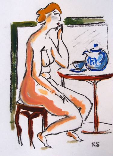 Original Figurative People Drawings by Rupert Sutton