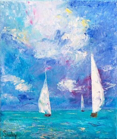 Original Impressionism Sailboat Paintings by Natalia Shchipakina