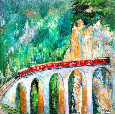 Original Impressionism Train Paintings by Natalia Shchipakina