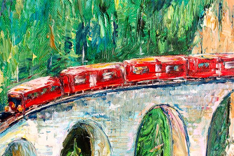 Original Impressionism Train Painting by Natalia Shchipakina