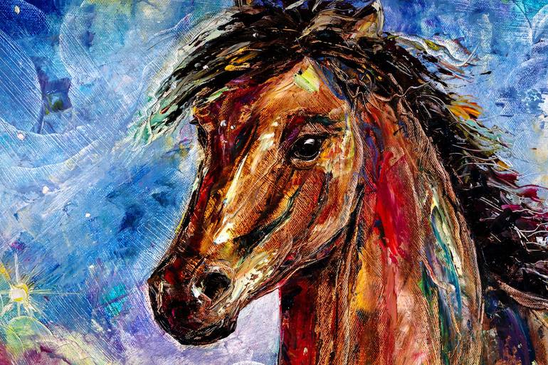 Original Impressionism Horse Painting by Natalia Shchipakina