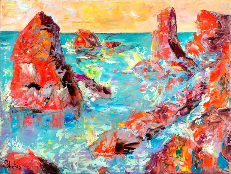 Print of Impressionism Seascape Paintings by Natalia Shchipakina